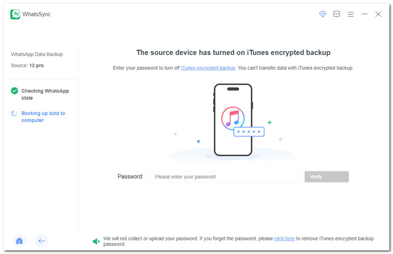 Ingrese la contraseña de iTunes ios