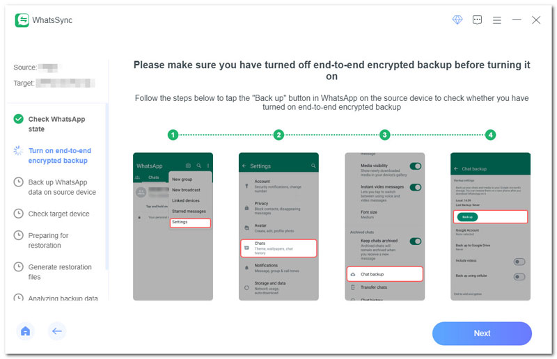 Desactivar la copia de seguridad de extremo a extremo en Whatsapp