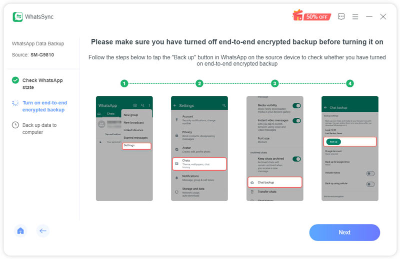 Turned Off End to End Encrypted Backup